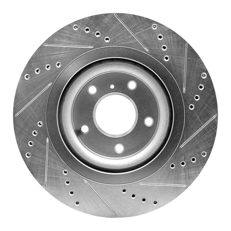 Infiniti QX55 Brake Rotor (1) - Front Left - R1 Concepts - Drilled & Slotted - Silver - `19-`24